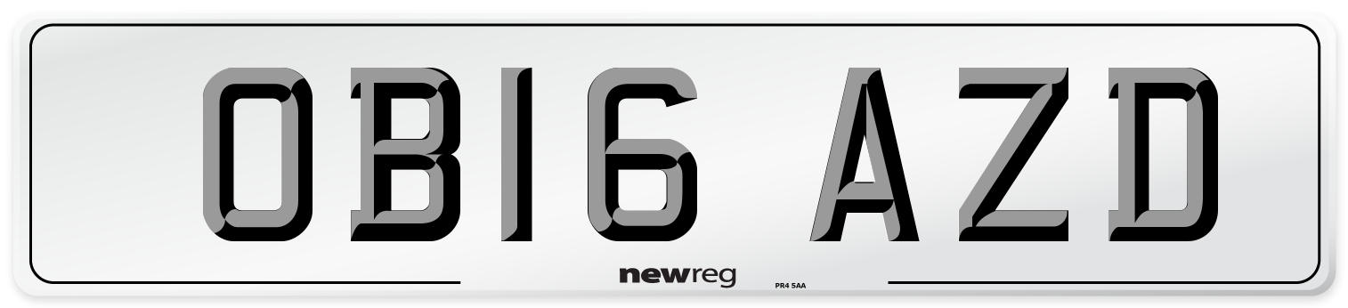 OB16 AZD Number Plate from New Reg